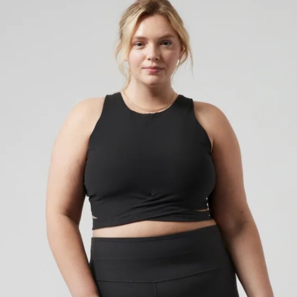Athleta Conscious Crop Cut Out Bra D-DD NWOT Black 3X